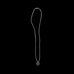 Beaded Sterling Necklace with Turquoise Inlay Heart Pendant